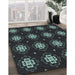 Patterned Sea Green Rug in Family Room, pat2911lblu