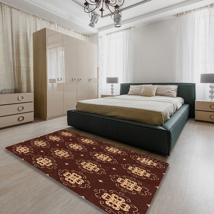 Patterned Red Rug in a Bedroom, pat2911org