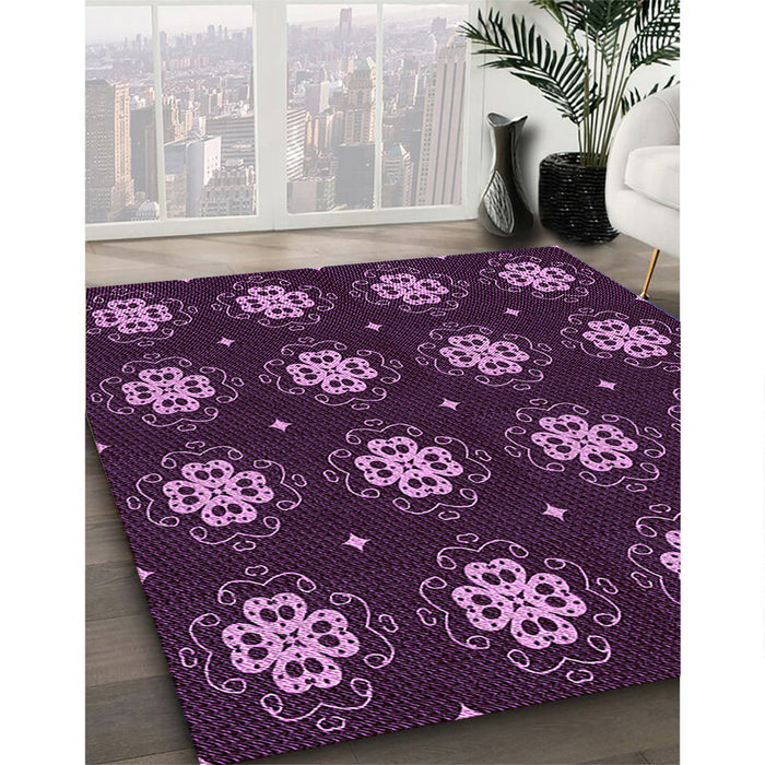 Patterned Orchid Purple Rug in Family Room, pat2911pur