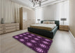 Patterned Orchid Purple Rug in a Bedroom, pat2911pur