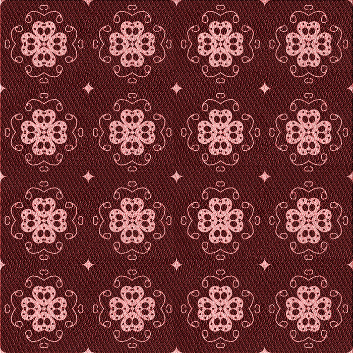 Round Patterned Cherry Red Rug, pat2911rd