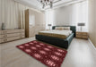Patterned Cherry Red Rug in a Bedroom, pat2911rd