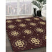 Patterned Black Brown Novelty Rug in Family Room, pat2911