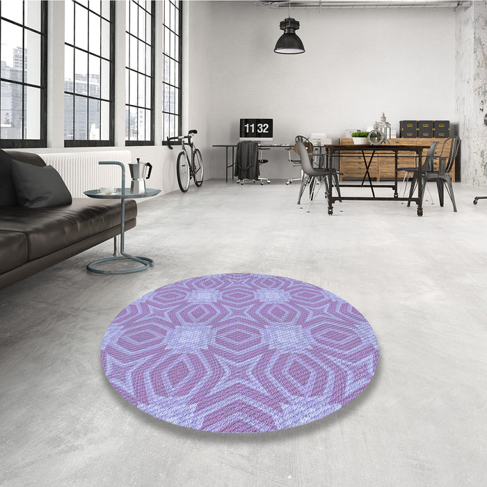 Round Patterned Medium Purple Rug in a Office, pat2912blu