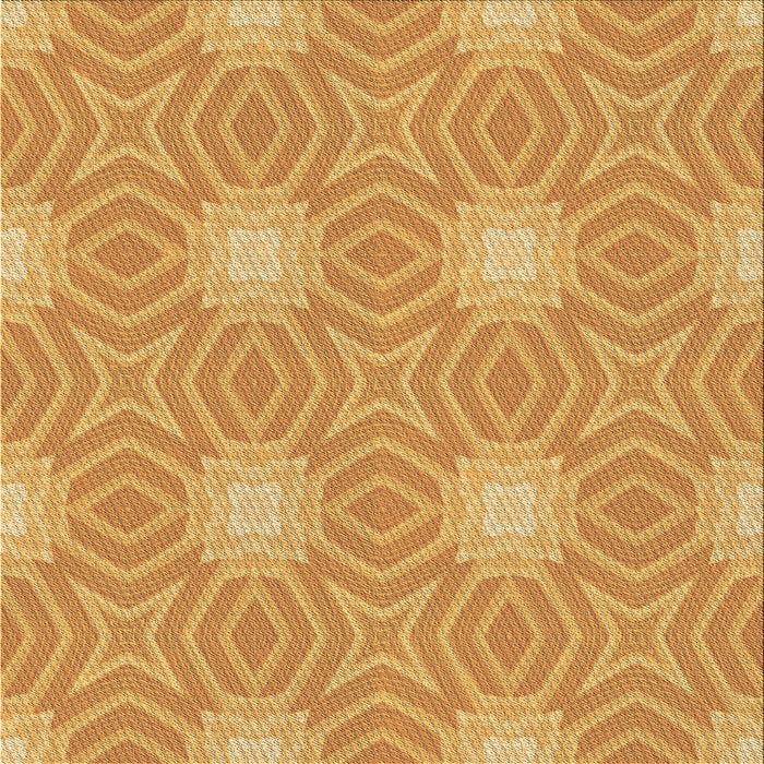 Round Patterned Neon Orange Rug, pat2912brn