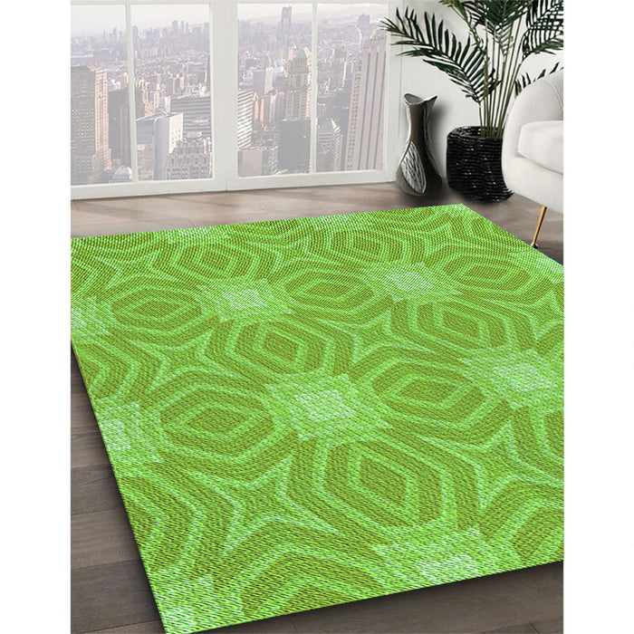 Patterned Emerald Green Rug in Family Room, pat2912grn