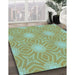 Patterned Olive Green Rug in Family Room, pat2912lblu