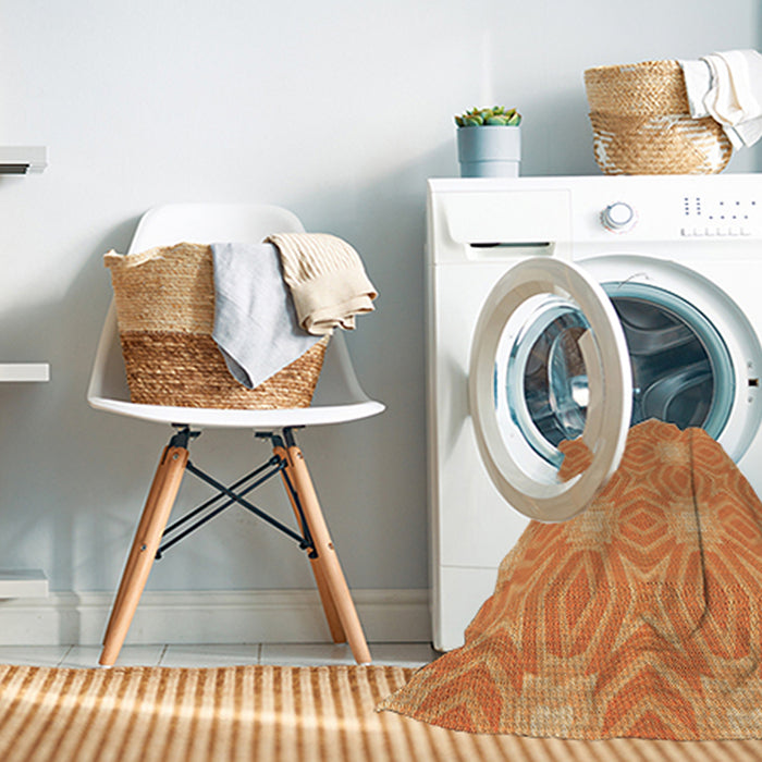 Machine Washable Transitional Orange Rug in a Washing Machine, wshpat2912org