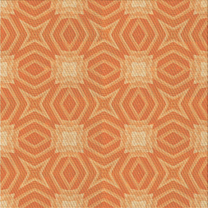 Round Patterned Orange Rug, pat2912org