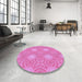 Round Patterned Violet Purple Rug in a Office, pat2912pur