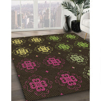 Patterned Oak Brown Rug, pat2913brn