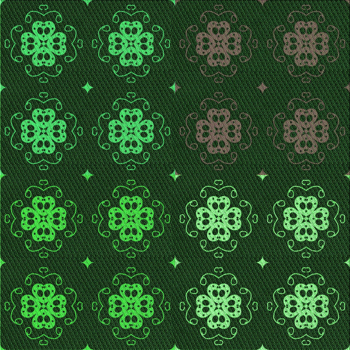 Round Machine Washable Transitional Dark Forest Green Rug, wshpat2913grn