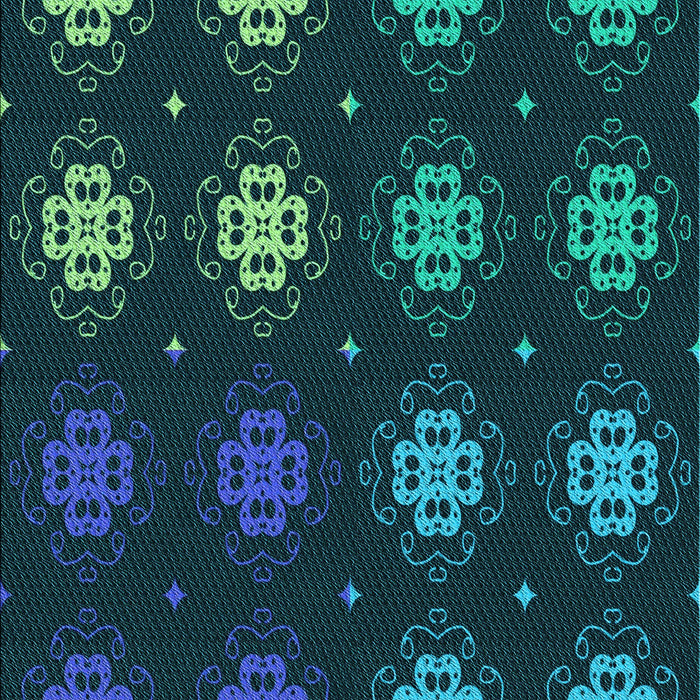 Patterned Dark Cyan Green Rug, pat2913lblu