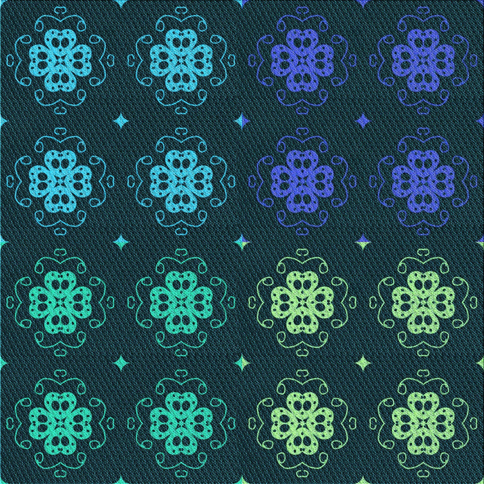 Round Machine Washable Transitional Dark Cyan Green Rug, wshpat2913lblu