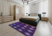 Patterned Dark Purple Rug in a Bedroom, pat2913pur