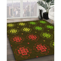 Patterned Black Brown Rug, pat2913yw