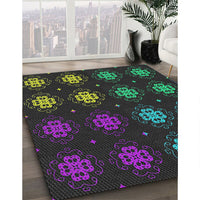 Patterned Mid Gray Novelty Rug, pat2913