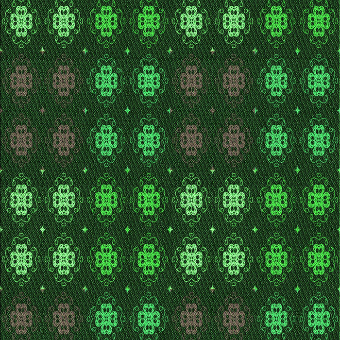 Patterned Dark Forest Green Rug, pat2914grn