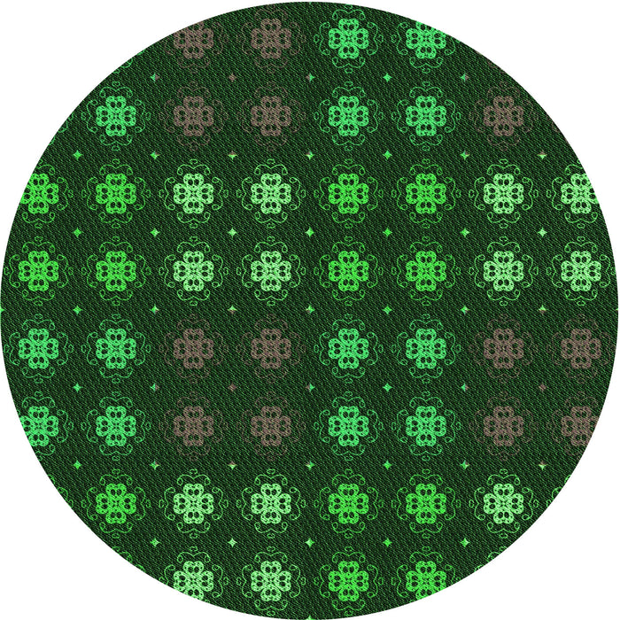 Square Machine Washable Transitional Dark Forest Green Rug in a Living Room, wshpat2914grn