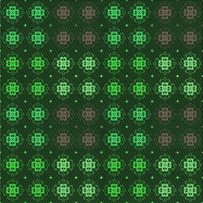 Round Patterned Dark Forest Green Rug, pat2914grn