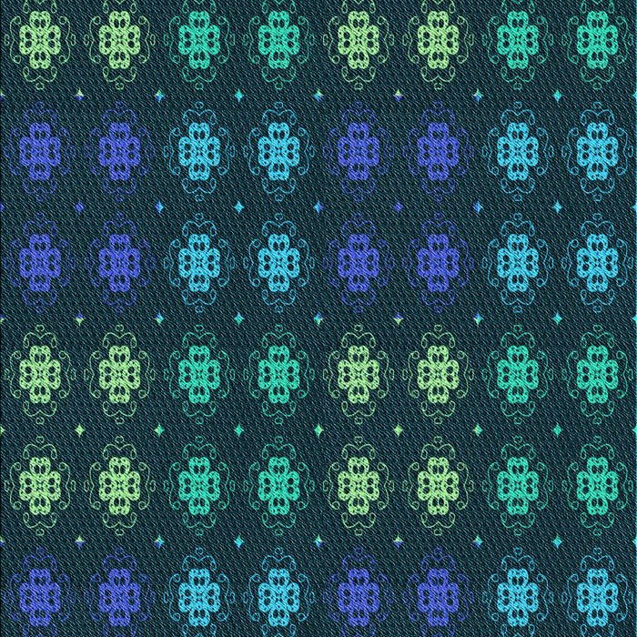 Patterned Dark Cyan Green Rug, pat2914lblu