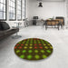 Round Patterned Black Brown Rug in a Office, pat2914yw