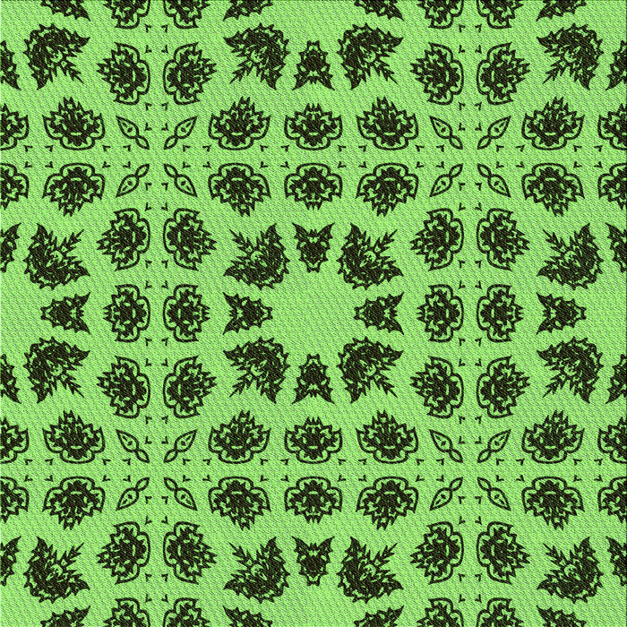 Round Patterned Emerald Green Rug, pat2915grn