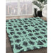 Machine Washable Transitional Aquamarine Green Rug in a Family Room, wshpat2915lblu