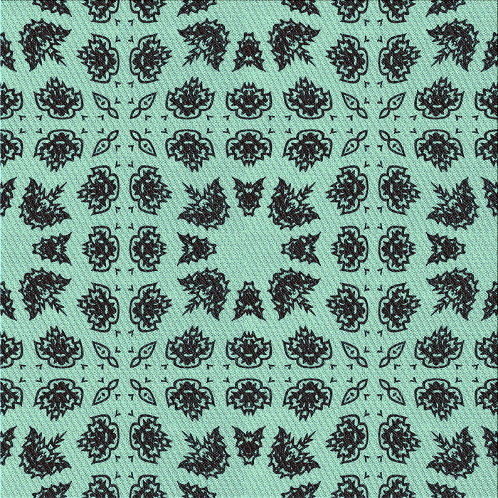 Round Patterned Aquamarine Green Rug, pat2915lblu