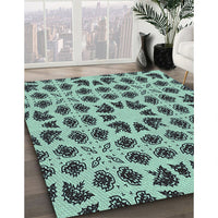 Patterned Aquamarine Green Rug, pat2915lblu