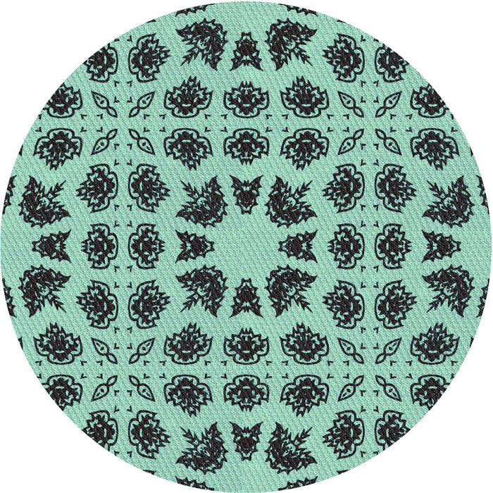 Square Patterned Aquamarine Green Rug, pat2915lblu