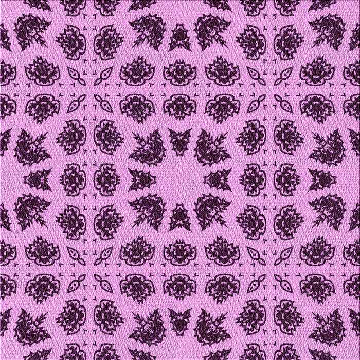 Round Patterned Dark Magenta Purple Rug, pat2915pur