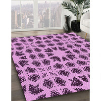 Patterned Dark Magenta Purple Rug, pat2915pur