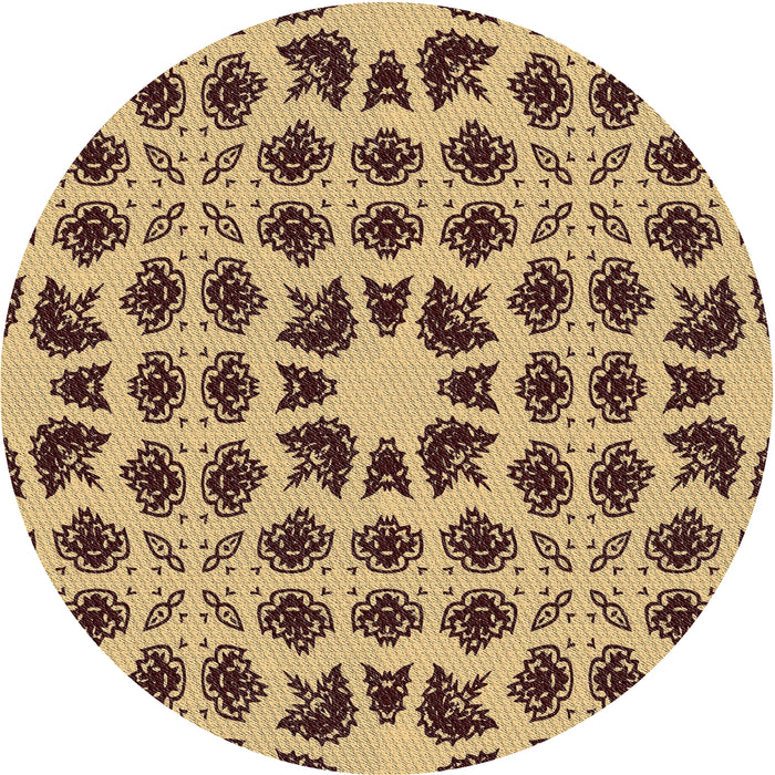 Sideview of Patterned Mustard Yellow Novelty Rug, pat2915
