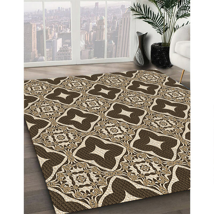Patterned Brown Sugar Brown Rug in Family Room, pat2916brn