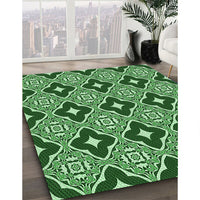 Patterned Deep Emerald Green Rug, pat2916grn