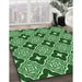 Patterned Deep Emerald Green Rug in Family Room, pat2916grn