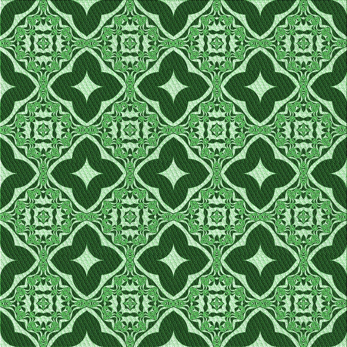 Round Patterned Deep Emerald Green Rug, pat2916grn