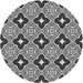 Square Patterned Dark Gray Black Rug, pat2916gry