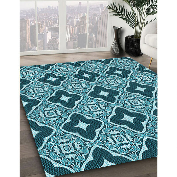 Patterned Diamond Blue Rug in Family Room, pat2916lblu