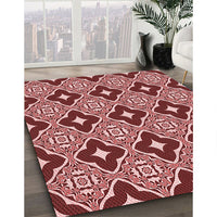 Patterned Tomato Red Rug, pat2916rd