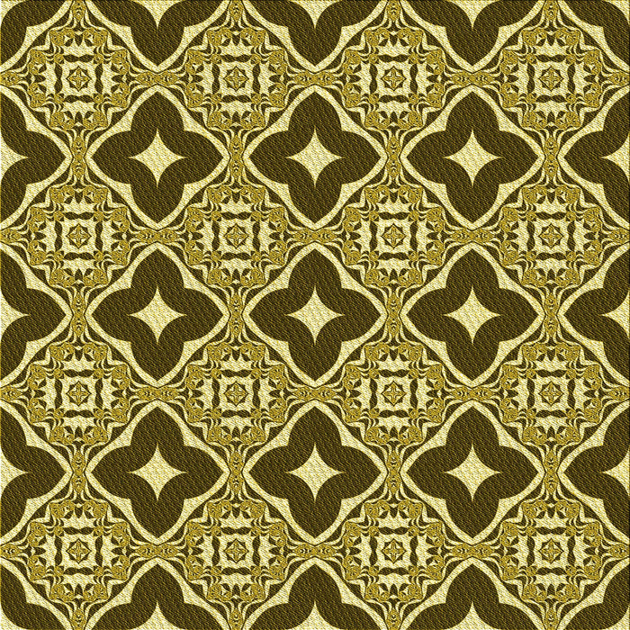 Round Machine Washable Transitional Golden Brown Yellow Rug, wshpat2916yw