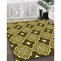 Patterned Golden Brown Yellow Rug, pat2916yw