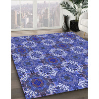 Patterned Sky Blue Rug, pat2917blu