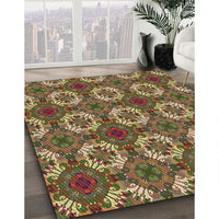 Patterned Brass Green Rug, pat2917brn