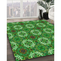 Patterned Lime Green Rug, pat2917grn