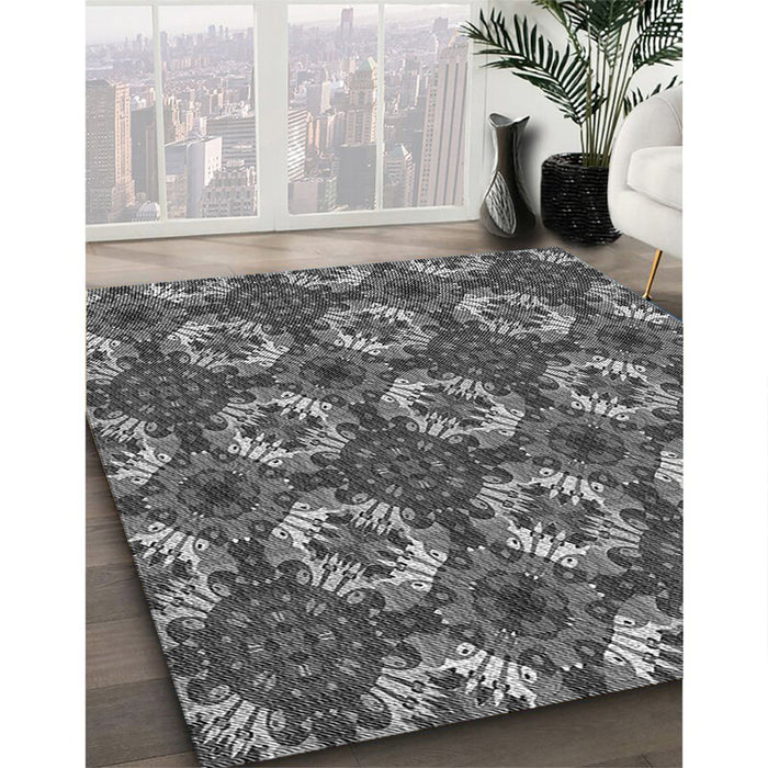 Machine Washable Transitional Gunmetal Gray Rug in a Family Room, wshpat2917gry
