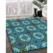 Patterned Blue Rug in Family Room, pat2917lblu