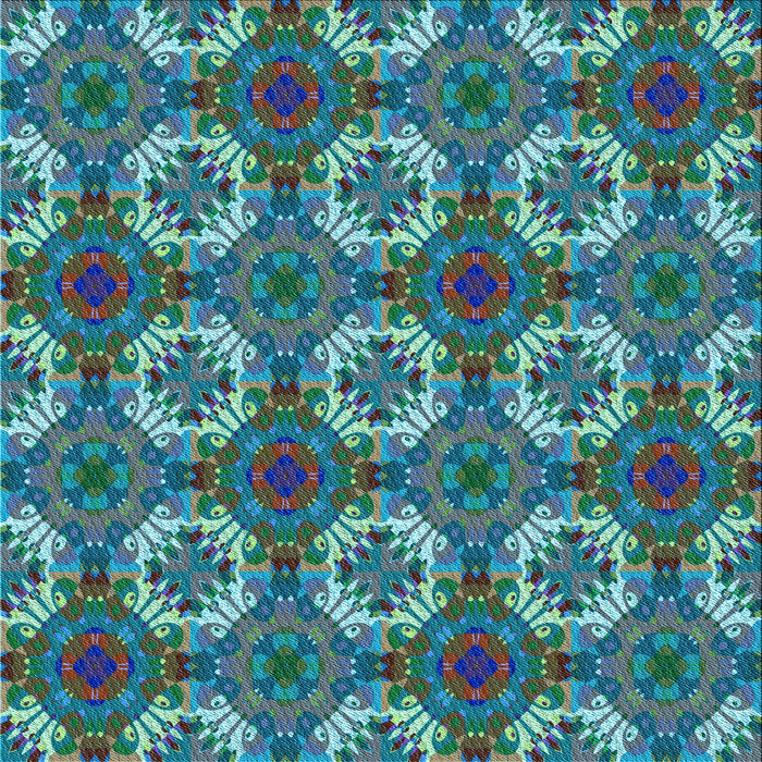 Round Patterned Blue Rug, pat2917lblu