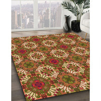 Patterned Caramel Brown Rug, pat2917org